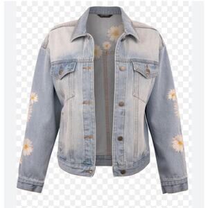 Driftwood Daisy Embroidered Denim Jean Jacket XL New